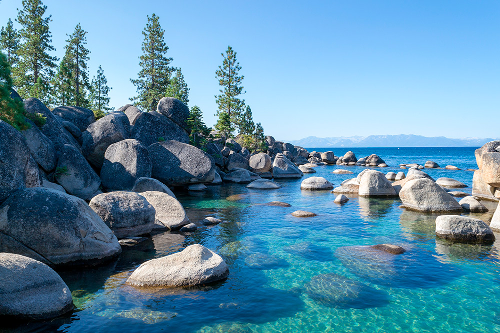 Crystalline blue water at Sand Harbor State Park, Lake Tahoe — the kind of clarity that makes assessing depth, entry points, and current a matter of simple observation