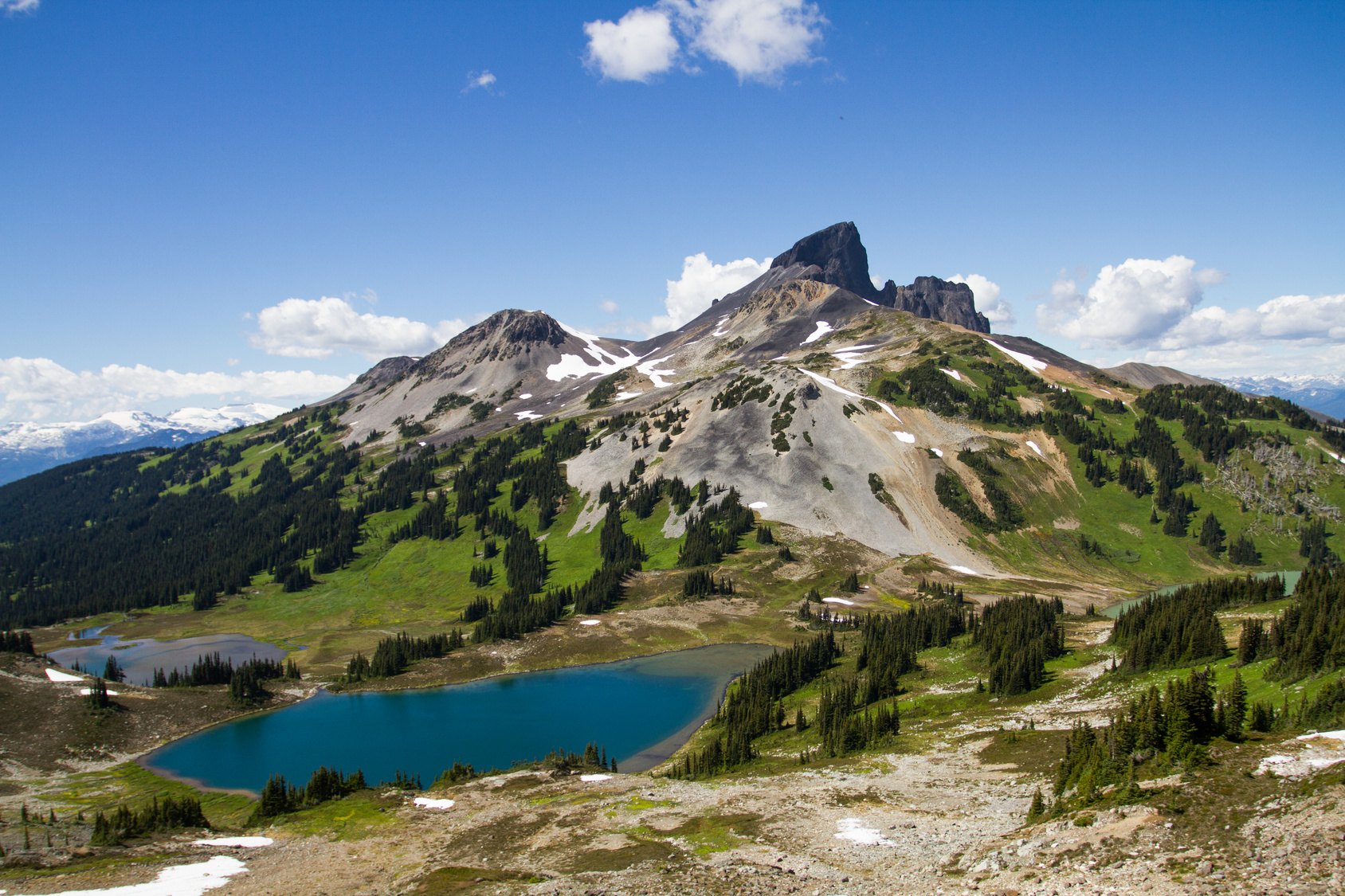 Canadian mountain scenery with turquoise glacial lake in Garibaldi Provincial Park, BC