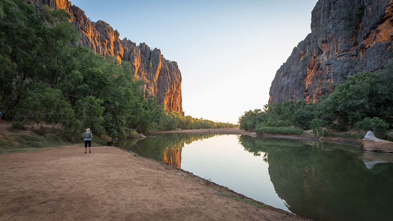 The Lennard River carving a stunning canyon through the Napier Range at Windjana Gorge, Kimberley, Western Australia
