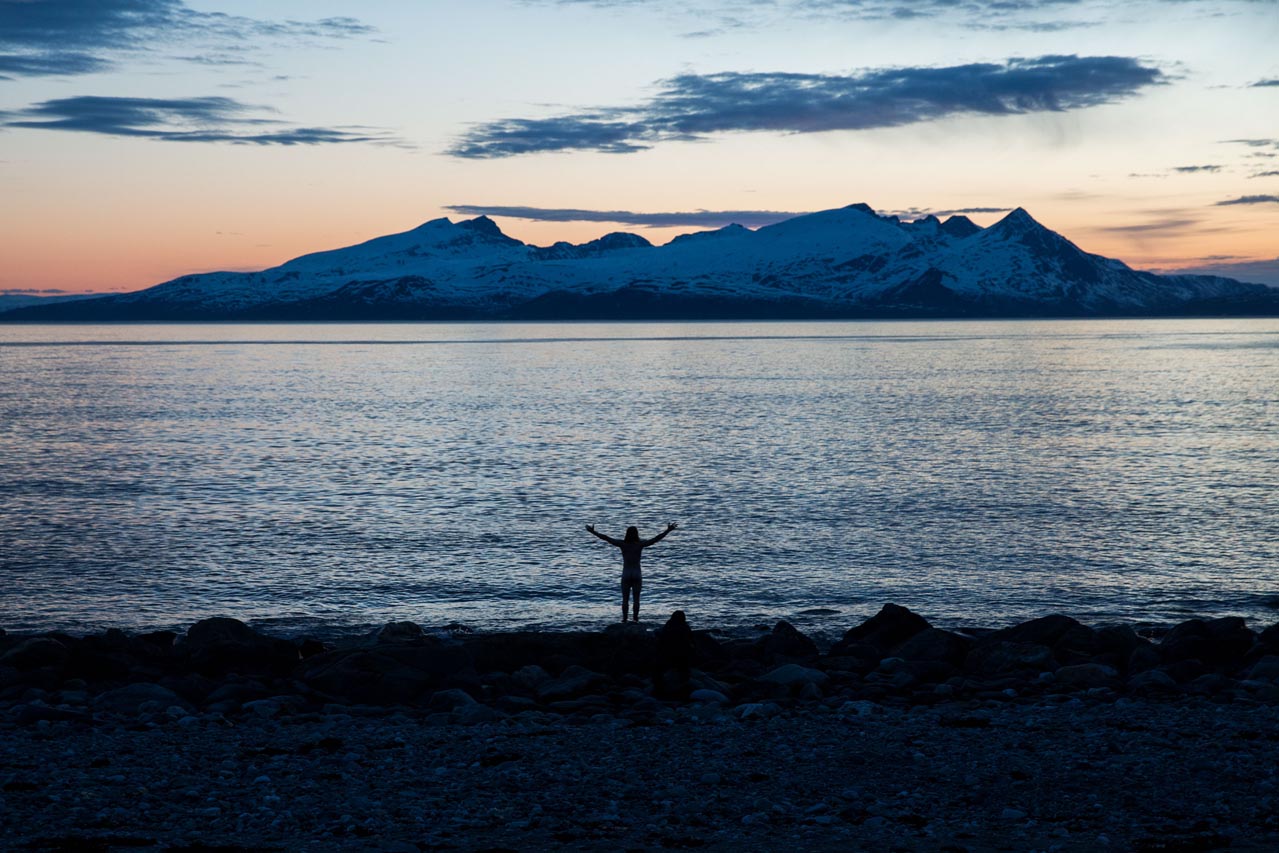 Tent pitched in snow at a high-altitude ski touring camp